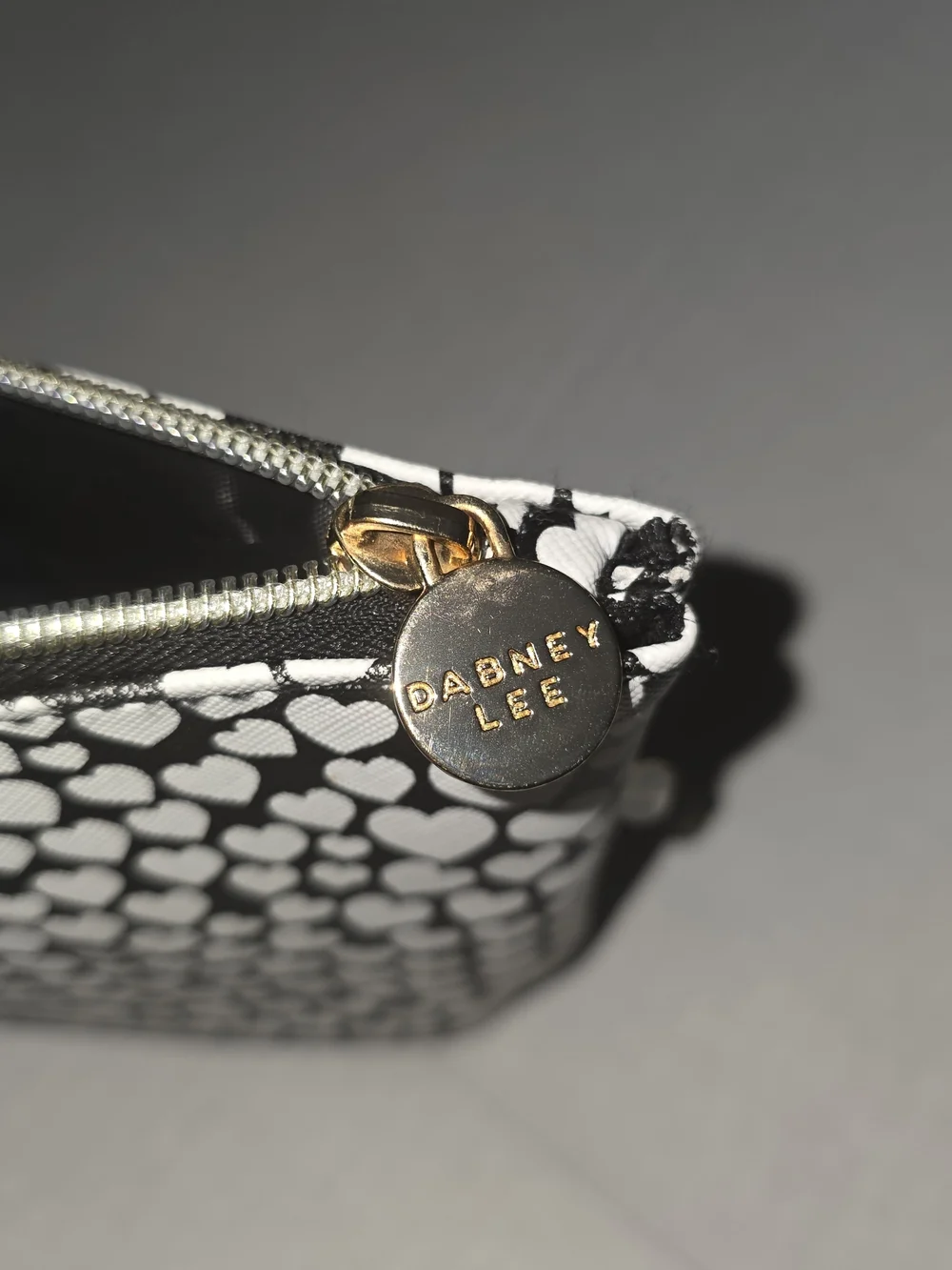 Heart Print Black Cosmetic Wristlet Pouch